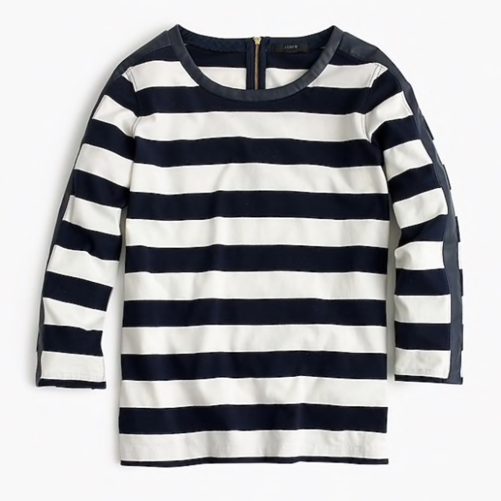 Rugby-striped T-shirt with back zipper